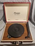Vintage Champagne Builtin Speaker Turntable Record Player Model 136K. Fixed Price $36.25.