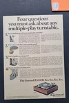 Garrard Z2000B Turntable Promo Print Advertisement. Fixed Price $7.95.