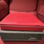 Symphonic Portable Suitcase Record Player Red & Black Turntable. Fixed Price $70.00.