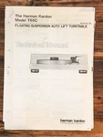 Harman Kardon T65C T-65C Record Player / Turntable Service Manual *original*. Fixed Price $29.97.