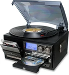 10-IN-1 Vintage Vinyl Record Player With Bluetooth, Cd, Cassette & Radio. Fixed Price $199.99.