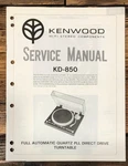 Kenwood KD-850 Record Player / Turntable Service Manual *original*. Fixed Price $29.97.