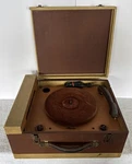 Trav-ler Record Player Wooden Carrying Case Vintage Turns On Spins Untested. Fixed Price $59.84.
