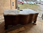 Antique French Louis Xv-style Walnut Commode With Marble Top. Circa 1890. Fixed Price $500.00.