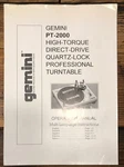 Gemini PT-2000 Record Player / Turntable Owners User Manual *original*. Fixed Price $24.97.