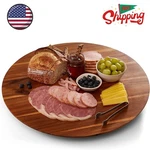 Acacia Wood Lazy Susan Turntable - Extra Large Serving Platter, Cheese Board 21". Fixed Price $70.19.