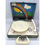 Vintage Imperial Dejay No, 100/SP11A Blue Denim Record Player 45 & 33 Rpm Works. Fixed Price $60.00.