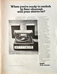 Sony HP210A - Compact Stereo 200 Series Record Player 1972 Vtg Print Ad. Fixed Price $8.80.