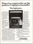 Pioneer PL-510 Turntable Moonachie Nj Direct Drive 1976 Print Ad. Fixed Price $12.85.