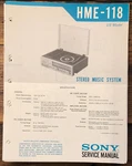 Sony HME-118 Stereo Service Manual *original*. Fixed Price $14.97.