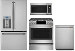 Cafe 4 Piece Stainless Kitchen Package With Slide-in 30" Dual Fuel Range. Fixed Price $8962.00.