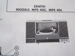 Zenith MPS40C & MPS40L Phonograph - Record Player Photofact. Fixed Price $6.50.