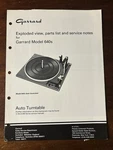 Garrard 640S Auto Turntable Record Player Exploded View Service Original Oem. Fixed Price $39.99.