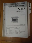 Aiwa AP-D30H Service Manual Original Repair Book Stereo Turntable. Fixed Price $19.98.
