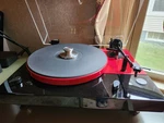 Thorens TD-320 Turntable Red & Black Near Mint New W/ Dust Cover Tested. Fixed Price $1750.00.