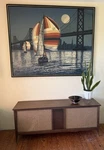 Mid Century Modern Walnut Philco Stereo Turntable Console Can Ship. Fixed Price $1050.00.
