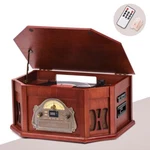 Classic Wood Turntable 8 1 Bluetooth Tape Vinyl Record Player With 3 Speed. Fixed Price $129.99.