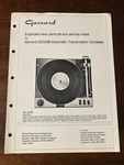 Garrard Model Z2000B Turntable Exploded View Oem Service Manual Notes Genuine. Fixed Price $39.99.