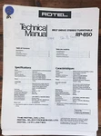 Rotel RP-850 Record Player / Turntable Service Manual *original*. Fixed Price $14.97.