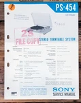 Sony PS-454 Record Player / Turntable Service Manual *original*. Fixed Price $19.97.