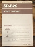 Toshiba SR-B22 Turntable Owners / User Manual *original*. Fixed Price $14.97.