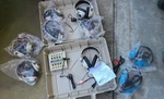 Califone 1218AV-PY Monaural Listening Center, Position, 9 Headphones With Case. Fixed Price $161.49.