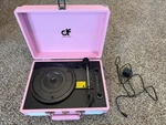Vintage Pink Suitcase Record Player 3-SPEED Turntable With Bluetooth Usb MP3. Fixed Price $60.00.