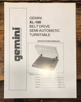 Gemini XL-100 Record Player / Turntable Owners User Manual *original*. Fixed Price $24.97.