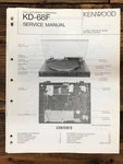 Kenwood KD-68F Record Player / Turntable Service Manual *original*. Fixed Price $14.97.