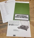 Original Oem Sansui SR-525 Turntable Foldout Schematic, Manual, Warranty Card. Fixed Price $17.99.