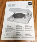 Dual CS607/CS617Q Turntable Service Manual - Original. Fixed Price $10.55.