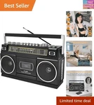 Cassette Player Boombox With Bluetooth, Am/fm/sw Radio & Record Usb, 24W S.... Fixed Price $90.17.
