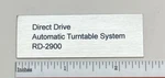 Panasonic RD-2900 Turntable Deck Badge Logo Custom Made Aluminum. Fixed Price $8.95.