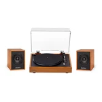 Electrohome Montrose Record Player With Huntley Powered Bluetooth Speakers, Teak. Fixed Price $149.99.