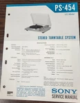 Sony PS-454 Turntable Service Manual Original. Fixed Price $9.75.