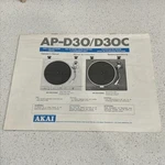 Akai AP-D30/D30C Direct Drive Auto-return Turntable Operator's Manual. Fixed Price $13.77.