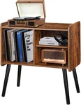 Mid-century Record Player Stand With Vinyl Storage, Rustic Brown Finish. Fixed Price $125.99.