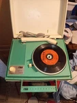 Arvin Solid State Phonograph Vintage Record Player Green With. Fixed Price $38.00.
