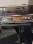Soundesign Record Player Track Combo With Radio Model 4858. Fixed Price $87.00.