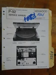 Kenwood P-92 Service Manual Original Repair Book Stereo Turntable. Fixed Price $23.55.