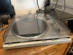 Vintage Working Technics Quartz SL-Q300 Direct Drive Turntable W/ Sanyo MG-44J. Fixed Price $229.99.