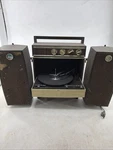 Vintage Motorola Portable Solid State Stereo Record Player & Speakers. Fixed Price $140.00.
