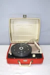 Vintage Rca Victor Portable Record Player 3VB13 Cream/red- Power S On. Fixed Price $75.00.