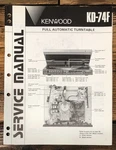Kenwood KD-74F Record Player / Turntable Service Manual *original*. Fixed Price $19.97.