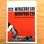 Original German Elac Miracord 50 And Miraphon 22 Turntable Sales Brochure. Fixed Price $24.95.