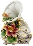 Vtg Italian Capodimonte Floral Phonograph Record Player Figurine, Vgc 8"T Italy. Fixed Price $88.65.
