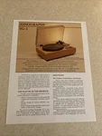 Conrad Johnson Sonographe SG-3 Turntable Sales One-sheet / Brochure. Fixed Price $25.00.
