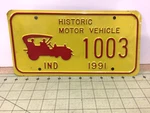 Single 1991 Indiana Historic Motor Vehicle License Plate 1003, Free Shipping!. Fixed Price $21.95.