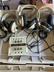 Califone Listening System With 3 Pairs Of 2924AV-PY Headphones And 1, 1216AV-PY. Fixed Price $40.00.
