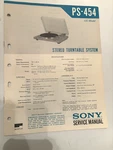 Sony PS-454 Record Player / Turntable Service Manual *original*. Fixed Price $10.00.